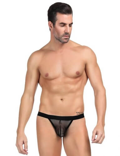 Power Show Thong for Men - Black - Free Size